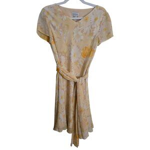 Ann Taylor NWT Vintage Deadstock Silk Butter Yellow Floral Slip Dress Size 10